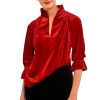 Ruffleneck Tunic - Silky Velvet Red